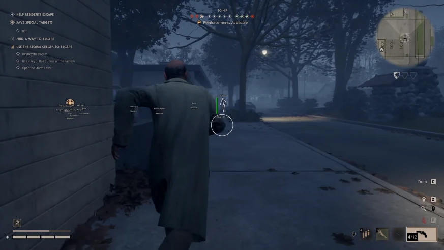 Halloween: The Game aimbot lock with green skeleton ESP, FOV circle, and head-bone priority